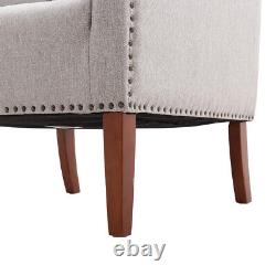 Chesterfield Linen Fabric Accent Armchair Wing Back Queen Fireside Sofa Chair