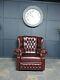 Chesterfield Monks Fireside Chair In Oxblood Leather Great Condition Queen Anne