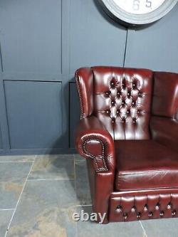 Chesterfield Monks Fireside Chair in Oxblood Leather Great Condition Queen Anne