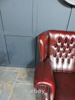 Chesterfield Monks Fireside Chair in Oxblood Leather Great Condition Queen Anne