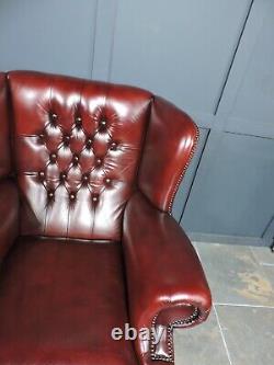 Chesterfield Monks Fireside Chair in Oxblood Leather Great Condition Queen Anne