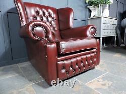 Chesterfield Monks Fireside Chair in Oxblood Leather Great Condition Queen Anne
