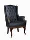 Chesterfield Queen Anne High Back Fireside Wing Back Black Chair