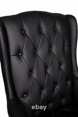 Chesterfield Queen Anne High Back Fireside Wing Back Black Chair