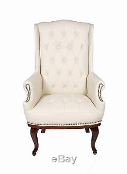 Chesterfield Queen Anne High Back Fireside Wing Back In Cream or Black Chair
