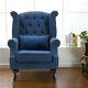 Chesterfield Queen Anne High Back Fireside Wing Chair Fabric Wool Armchair Seat
