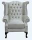 Chesterfield Queen Anne High Back Fireside Wing Chair Shimmer Pearl Velvet Ss