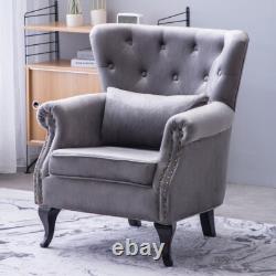 Chesterfield Queen Anne High Back Scroll Arm Chair Living Room Fireside Armchair