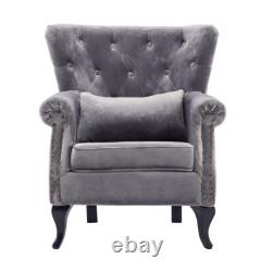 Chesterfield Queen Anne High Back Scroll Arm Chair Living Room Fireside Armchair
