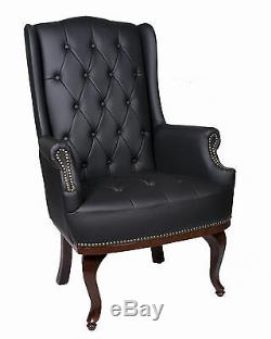 Chesterfield Queen Anne Style Chair Luxury Leather Armchair Wingback Fireside