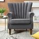 Chesterfield Retro Padded Armchair Accent Wing Back Chair Lounge Fabric Fireside