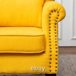 Chesterfield Tufted Button Armchair Wing Back Chair Lounge Fireside Single Sofa