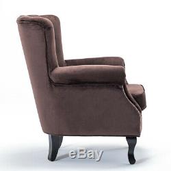 Chesterfield Velevt Wing Back Chair Occasional Fireside Armchair Living Bedroom