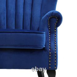 Chesterfield Velvet Armchair Tub Queen Anne Chair Sofa Lounge Fireside Wing Back