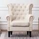 Chesterfield Velvet/linen Fabric Wing Back Button Armchair Roma Fireside Chair