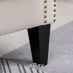 Chesterfield Velvet/Linen Fabric Wing Back Button Armchair Roma Fireside Chair