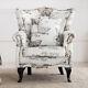 Chesterfield Vintage Butterfly Fabric Armchair Fireside Studded Rivet Chair Sofa