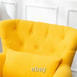 Chesterfield Wing Back Armchair Deep Button Fabric Fireside Chair Lounge Sofa