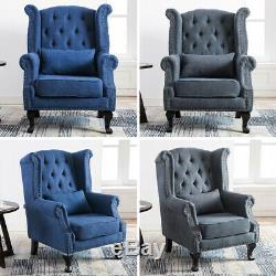 Chesterfield Wing Back Chair Armchair Fireside Sofa Button Tufted/Scallop Back