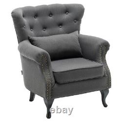 Chesterfield Wing Back Chair Curved Oyster Button Armchair Fireside Bedroom Sofa