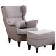 Chesterfield Wing Back Chair High Back Fireside Queen Anne Sofa Armchair Withstool