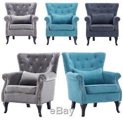 Chesterfield Wing Back Chair Tub Armchair Bedroom Lounge Chair Fireside Sofa NEW