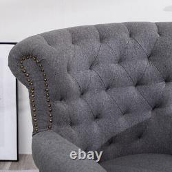 Chesterfield Wing Back Chair Tufted Fabric Button Fireside Armchair Lounge Sofa