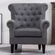 Chesterfield Wing Back Chair Tufted Fabric Button Fireside Lounge Armchair