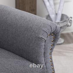 Chesterfield Wing Back Chair Tufted Fabric Button Fireside Lounge Armchair
