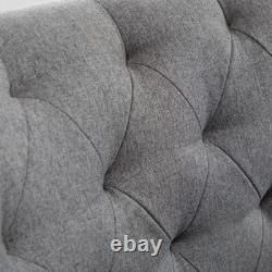 Chesterfield Wing Back Chair Tufted Fabric Button Fireside Lounge Armchair