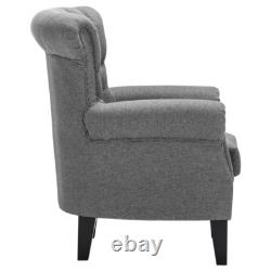 Chesterfield Wing Back Chair Tufted Fabric Button Fireside Lounge Armchair