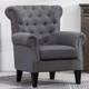 Chesterfield Wing Back Chair Tufted Fabric Button Fireside Lounge Armchair Uk