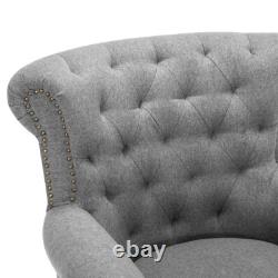 Chesterfield Wing Back Chair Tufted Fabric Button Fireside Lounge Armchair UK