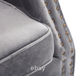 Chesterfield Wing Back Fireside Armchair Velvet Retro Button Studded Sofa Chair