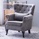 Chesterfield Wing Back Queen Anne Chair Velvet Tufted Lounge Fireside Armchair