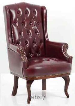 Chesterfield Wing Back Queen Anne High Back Fireside Armchair Sofa Chair Leather