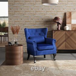 Chesterfield Wing Back Queen Anne High Back Fireside Armchair Sofa Chair Lounge