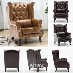 Chesterfield Wing Back Queen Anne Lounge Chair Fireside Armchair Sofa Soft Seat