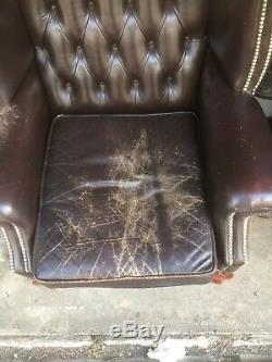 Chesterfield Wing Back Reading Fireside Chair, Brown
