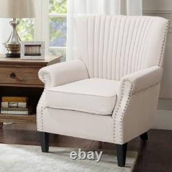 Chesterfield Wing Back Rolled Armchair Fireside Sofa Scallop Back Rivets Chair