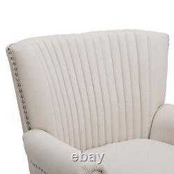 Chesterfield Wing Back Rolled Armchair Fireside Sofa Scallop Back Rivets Chair