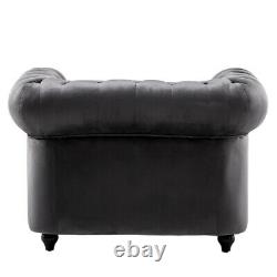 Chesterfield Wingback Armchair Accent Grey Velvet Occasional Sofa Fireside Chair