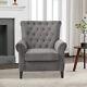 Chesterfield Winged Chair Tufted Velvet Fabric Tub Sofa Fireside Armchair Lounge