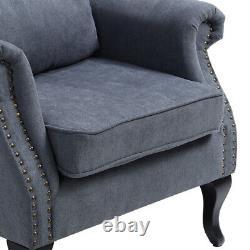 Classic Grey Fabric High Back Single Sofa Armchair Living Room Fireside Chair