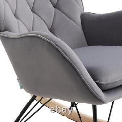 Classic High Back Rocking Chair Nursing TV Armchair Lounge Sofa Fireside Velvet