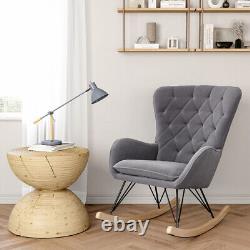 Classic High Back Rocking Chair Nursing TV Armchair Lounge Sofa Fireside Velvet