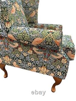 Classic Wingback Fireside Chair-Presented In Luxury William Morris Style Design