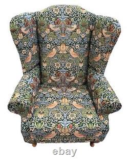 Classic Wingback Fireside Chair-Presented In Luxury William Morris Style Design