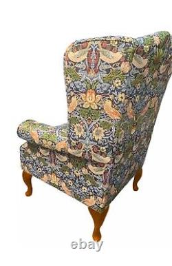 Classic Wingback Fireside Chair-Presented In Luxury William Morris Style Design
