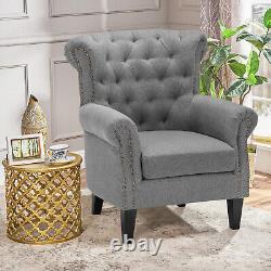 Classical Luxury Tufted Chesterfield Chair Wing Back Fireside Armchair Club Sofa